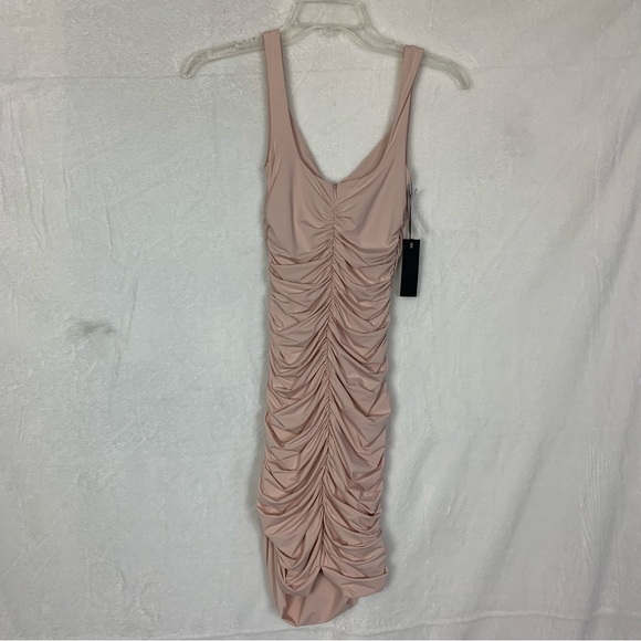 ten by babaton xxs baby pink ruched v neck mini dress - Picture 16 of 16